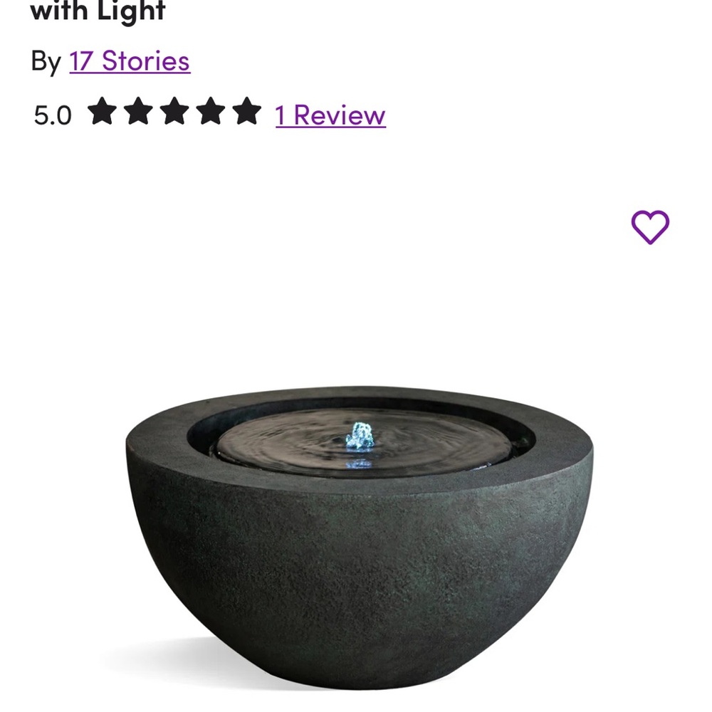 17 Stories Black Water Fountain with Light